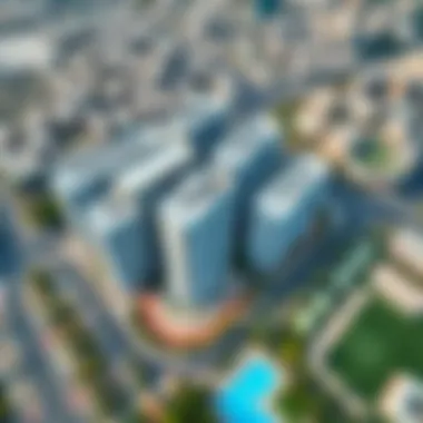 Aerial view of Deyaar Midtown Noor highlighting its strategic location in Dubai