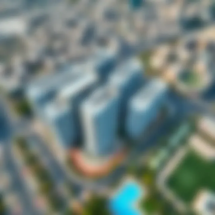 Aerial view of Deyaar Midtown Noor highlighting its strategic location in Dubai