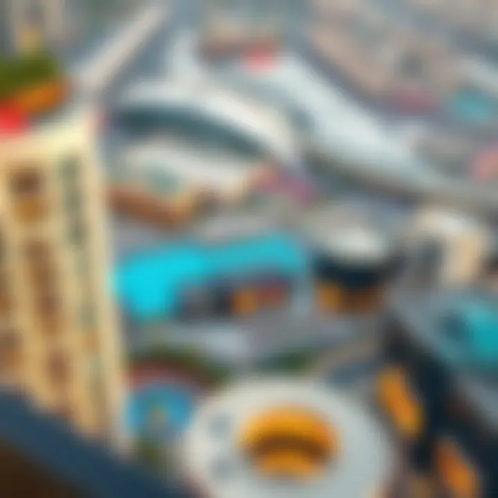 Aerial view of Dubai Mall area highlighting apartment proximity