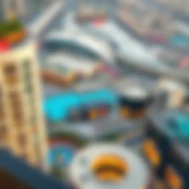 Proximity to Dubai Mall Aerial view of Dubai Mall area highlighting apartment proximity