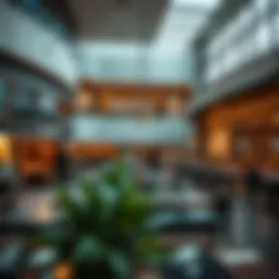 A stunning view of Dubai Hills Mall showcasing a variety of restaurants.