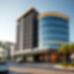 Exterior view of Marina Hotel showcasing modern architecture