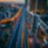 Aerial view of the Metro Blue Line in Dubai