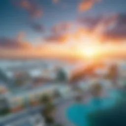 Aerial view of the Peninsula Project showcasing its unique architecture