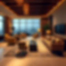 Luxurious lounge area with spectacular city views