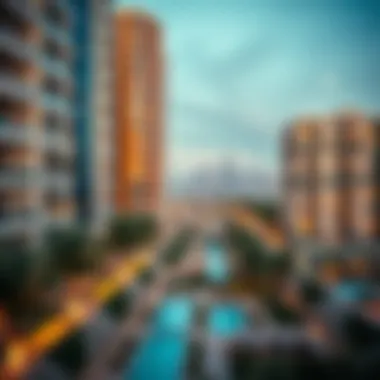 Urban Living with Skyline Views in Dubai Modern apartment complexes with stunning views of Dubai's skyline