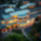Aerial view of Spring Village Mall showcasing its architectural design