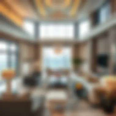 Luxurious interior design of a modern penthouse